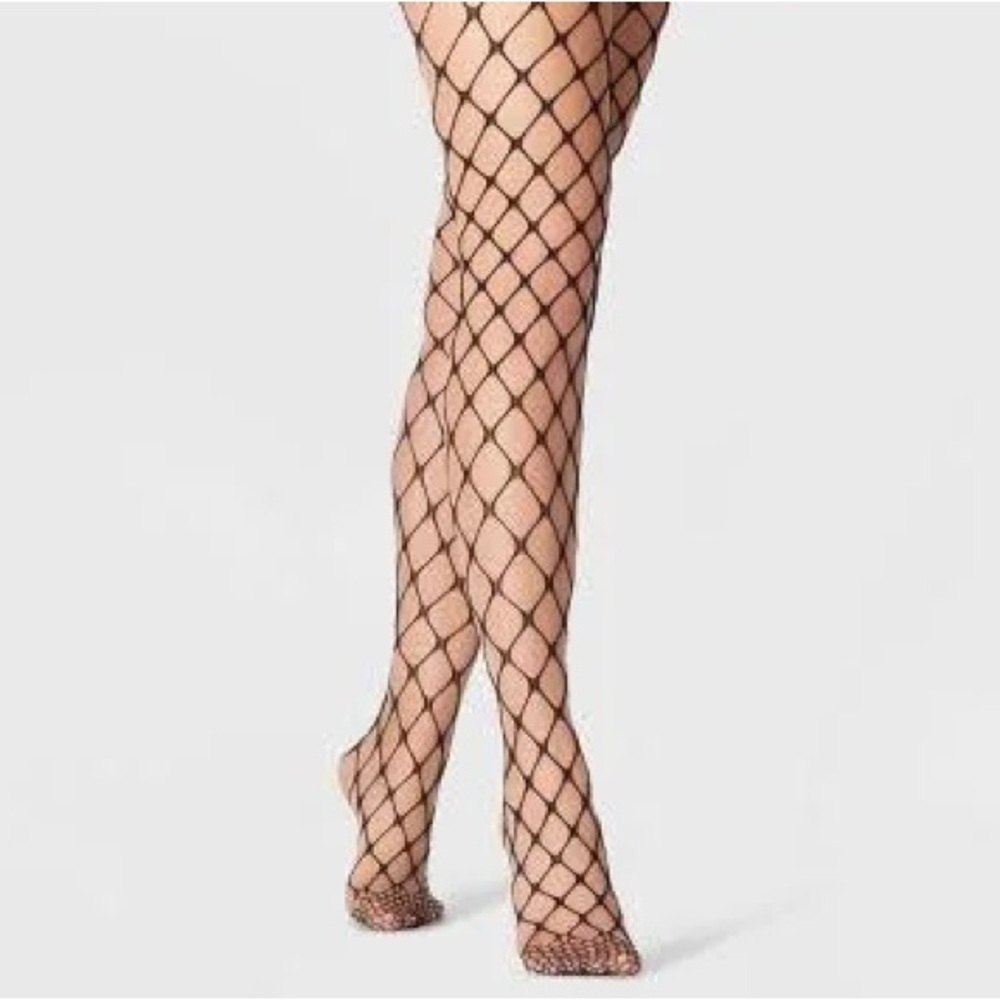 Women’s costume lace fishnets stockings black Sz m
